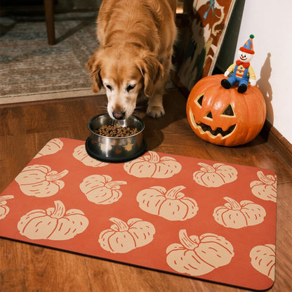 Halloween Bath Mat, Thin Halloween Bathroom Rug Non-Slip Quick Dry Pumpkin Bath Mat Fits Under Door Thin Floor Mat Fall Halloween Decor, 17’’x30‘’, Pumpkins Orange