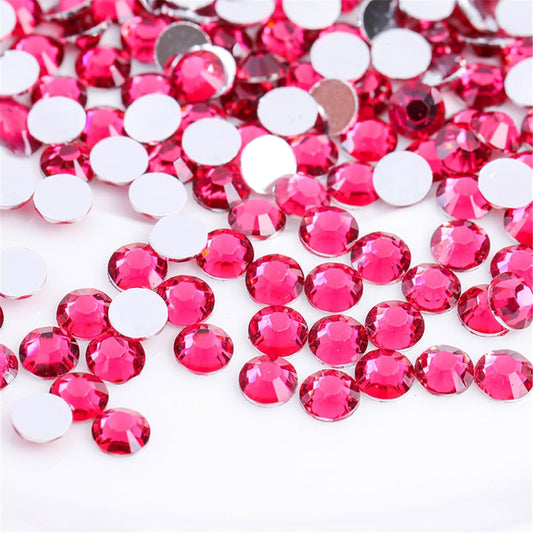 3000 Pieces SS12 3mm Flatback Rhinestones Clear Glass Round Gems Crystals for Nail Art DIY Crafts Clothes Shoes Bags （Rose Red）