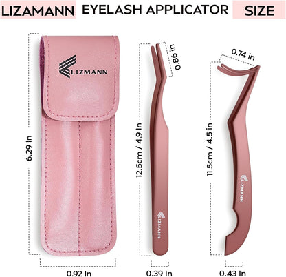 LIZMANN Eyelash Applicator Tweezers 2 PCS Tool for False Eyelash Application & Lash Extensions, Mistake-Proof Lash Placement Tweezers for Professional and DIY Use
