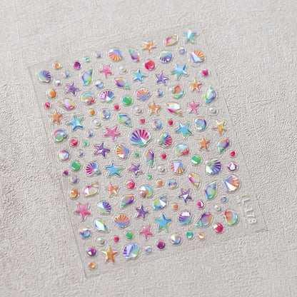 Beach Nail Stickers for Nail Art Summer Seashell Starfish Nail Decals Shell Light Ocean Stickers for Nails Designs Self Adhesive Nail Art Supplies & Decorations for Women Girls 1 Sheet