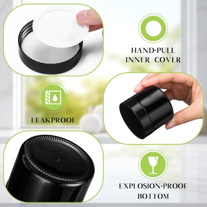 Domensi 48 Pcs 2 oz Glass Jars with Lids Travel Size Round Leakproof Empty Cosmetic Jars with Inner Liners Lid for Storing Makeup Lotions Face Cream Ointments Candle DIY Making (Black)