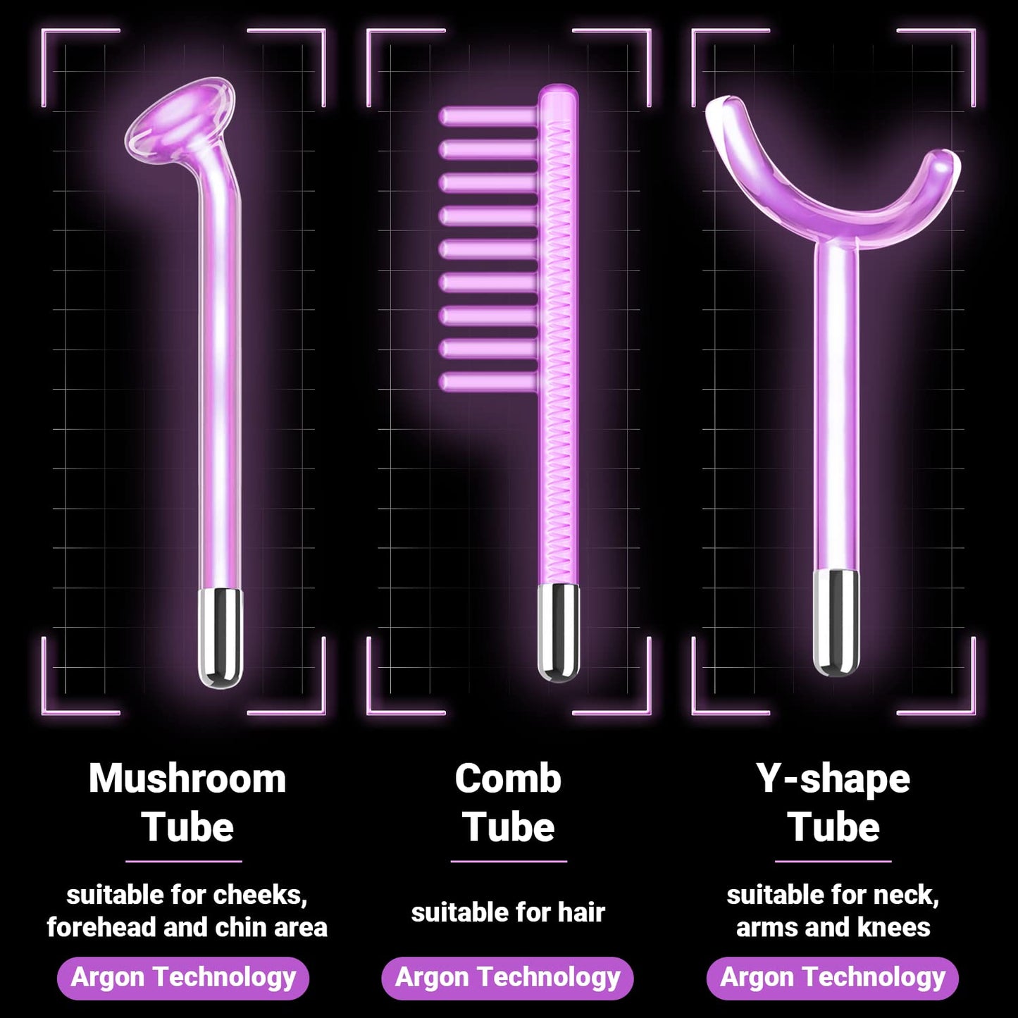 High Frequency Facial Wand - UUPAS Portable High Frequency Facial Machine with 6 Pcs Different Tubes（Orange & Purple）