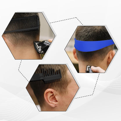 Fade Comb for Men Haircut,4PCS Fade Guide for Men Haircut Kit with Silicone Haircut Band,Barber Comb and Hairdressing Sweeping Brush,Self Hair Cutting Tool for Home DIY(Black)