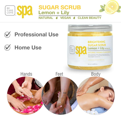 BCL SPA Sugar Scrub for Deep Hydration & Exfoliation with Certified Organic Ingredients for Professional and Home Use (16 oz, Lemon and Lily)