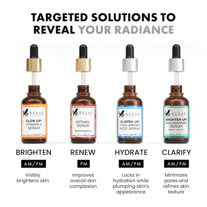 Eclat Skincare Hyaluronic Acid Serum for Face – 2.5% Hyaluronic Acid + 3% B5, Vitamin C & E - Hydrating Anti Aging & Anti Wrinkle Face Serum - Moisturizing & Plumping Formula for Smooth Skin 1 fl oz