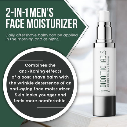 2-in-1 Aftershave Balm and Face Moisturizer for Men - Soothing Post Shave Cream & Moisturizer with Aloe, Argan Oil, Oats, Shea Butter - After Shave Balm for Men - Mens Aftershave, 1oz