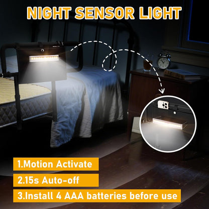 Foldable Bed Rails for Elderly Adults - 300 lbs Weight Capacity, 5-Level Height & 3-Level Arm Adjustment, Portable Bed Assist Rail with Night Light & Storage Bag, No-Drill Installation