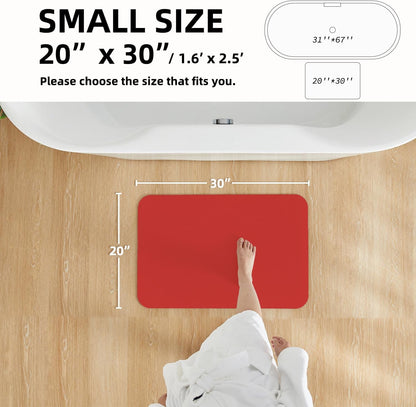 Christmas Bath Mat, Red Bathroom Rugs Non Slip Washable Thin Absorbent Bath Mat Fits Under Door Bathroom Floor Mat Perfect for Bath, Shower, or Sink 20"x30" Red