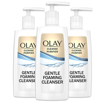 Olay Face Cleanser, Gentle Foaming Face Wash for Sensitive Skin - Fragrance-Free, Oil-Less, Soap-Free, Glycerin-Based Formula, Daily Cleansing without Irritation, 6.7 Oz - 3 Pack