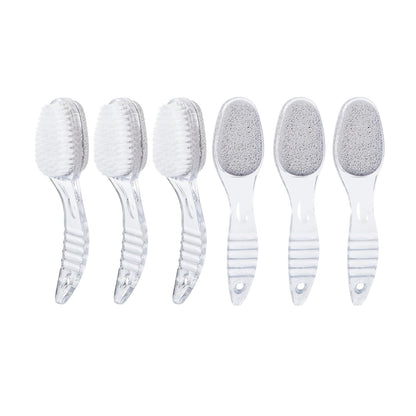 6 Pcs Foot Pumice Stone Brush Calluses Remover, Ooloveminso Large Foot Scrubber Foot File with Handle 2 in 1 Suitable for Horniness Foot Spa, Foot Care Smooth Skin (Transparent)