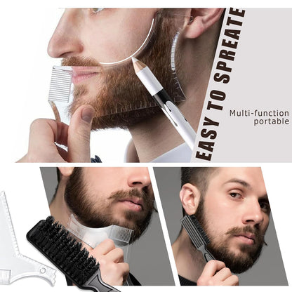 White Barber Pencil for Lineup Magic Hairline Beard Guide Shaping Pencils Barber Chalk for Design Hairline Razor Trace Barber Pencils Set with Sharpener Ruler Brush for Men