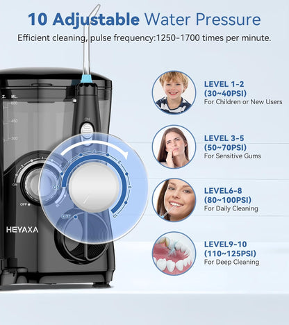 Water Flosser & Ultrasonic Electric Toothbrush Combo, 600ML Water Dental Flosser with 7 Jet Tips, 10 Adjustable Water Pressure, 5 Toothbrush Heads for Home Use, Gums, Braces (Black)
