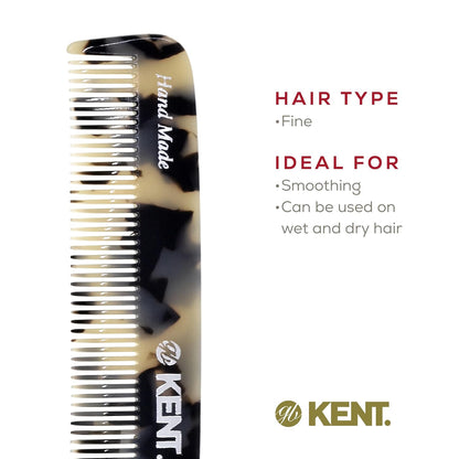 Kent F3T TW Fine Tooth Comb - Hair Parting and Straightening Comb for Men's & Women's Dandruff Remover, Saw Cut and Hand Polished Made in England