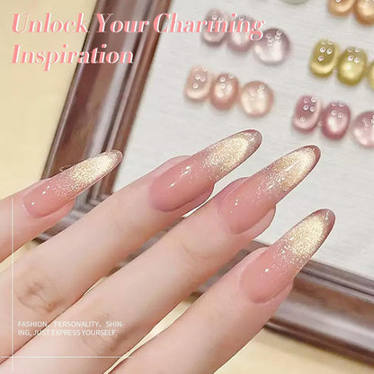 BORN PRETTY Pink Cat Magnetic Eye Gel Nail Polish Holographic Glitter Gel Polish Glass Magnetic Gel Nail Polish 15ML