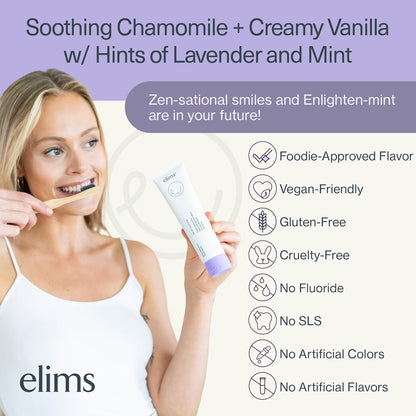 Elims Nano Hydroxyapatite Toothpaste – Fluoride-Free, Xylitol Remineralizing, Whitening Toothpaste for Sensitive Teeth, SLS-Free, Lavender Vanilla Mint Favlor for Adults & Kids, 4oz