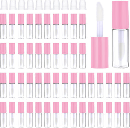 100 Pcs Mini Lip Gloss Tubes, Refillable Lip Balm Bottle Transparent Empty Containers Travel Personal Cosmetic Inserts Cosmetic Tools Mini Lipstick Containers for Women DIY Makeup (Pink)