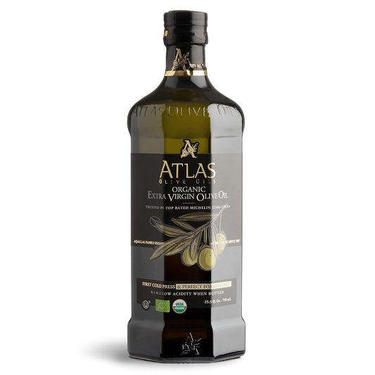 Atlas 750 mL Organic Cold Press Extra Virgin Olive Oil with Polyphenol Rich from Morocco | Newly Harvested Unprocessed from One Single Family Farm | Moroccan EVOO Trusted by Award-Winning Chefs