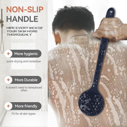 3 PCS Silicone Bath Brush Set,Back Scrubber & Body Brush & Face Brush Set, Super-Exfoliating & Lathering Body Scrubber, Shower Brush, Face Scrubber Combination for HomeBathroom Hotel Travel.(Blue)