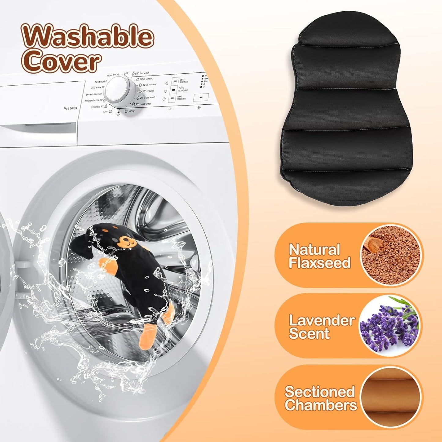 Microwave Heating Pad for Pain Relief, 16" x 11" Microwavable Heating Pads for Cramps, Back Pain, Neck Shoulder, Muscles, Knee, Joints, Natural Heat Pack Moist Heat, Rottweiler