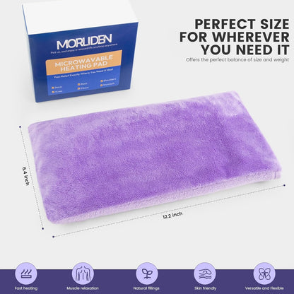 Microwave Heating Pad with Washable Cover, 6.5 X 12“ Microwavable Heating Pads for Neck and Shoulders and Back, Warm Compress for Knee, Muscles, Joints, Wrist, Abdomen (Purple)