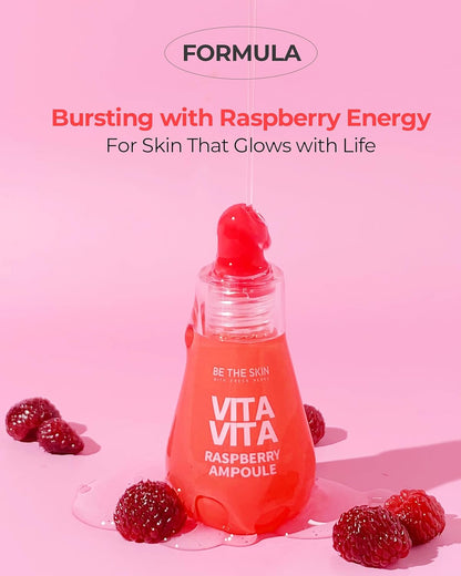 Vitavita Raspberry Ampoule - Radiance Boosting Face Serum for Even Skin Tone and Enhanced Elasticity with Niacinamide, Vitamin C, 11 Peptides, 1.01 fl.oz.