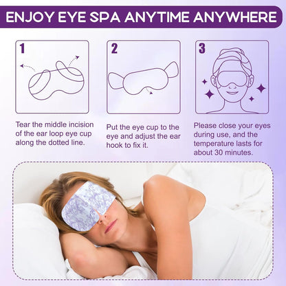 XPCARE 32 Pack Steam Eye Masks for Dry Eyes, SPA Warm Sleep Eye Mask, Disposable Heated Eye Mask for Dark Circles, Puffy Eyes, Relief Stress Eye Fatigue(Lavender)