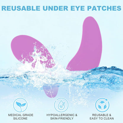 Under Eye Patches 2 Pairs, Silicone Reusable Eye Patches, Under Eye Mask for Skin Care Effect to Reduce Wrinkles and Fine Lines (Blue, Purple)