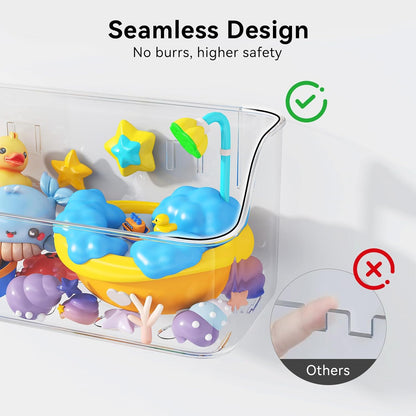 Bath Toy Storage Holder for Bathtub, 2 Pack Clear Bath Toy Organizer, Large Capacity Bathtub Toy Storage for Tub Bathroom
