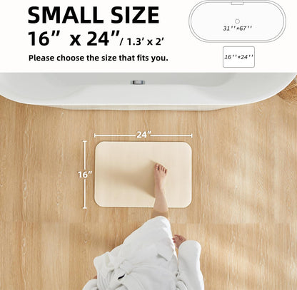 Bathroom Mat Quick Dry, Bathroom Rugs Non Slip Washable Thin Absorbent Bath Mat Fits Under Door Bathroom Floor Mat Perfect for Bath, Shower, or Sink 16"x24" Beige