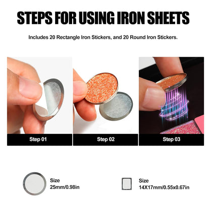 2 Packs Leopard Magnetic Makeup Palette Empty with Spatula and Metal Stickers, 18-pan and 9-pan Empty Eyeshadow Palette for Travel, DIY