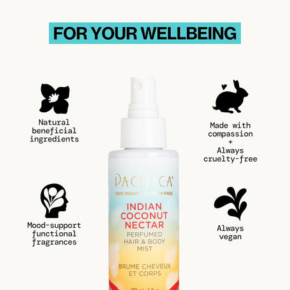 Pacifica Beauty, Indian Coconut Nectar Hair Perfume & Body Spray, Coconut and Creamy Vanilla Scent, Natural & Essential Oils, Alcohol Free, Clean Fragrance, Vegan & Cruelty Free