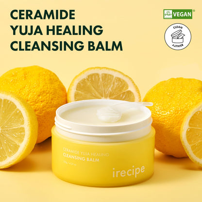 Ceramide Yuja Makeup Cleansing Balm with Travel Size | Deep Cleansing All-in-One Korean Face Cleanser, Makeup Remover, Zero Irritation, Blackheads Remover, Clean Beauty, Vegan (120g / 4.23oz)