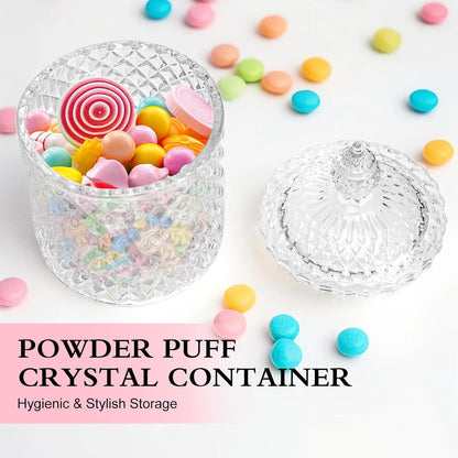 2 Pieces Large Body Powder Puff and Container Powder Container with Puff Crystal Case Soft Washable Reusable Velour Face Body Glitter Wet Dry Makeup (Rome)