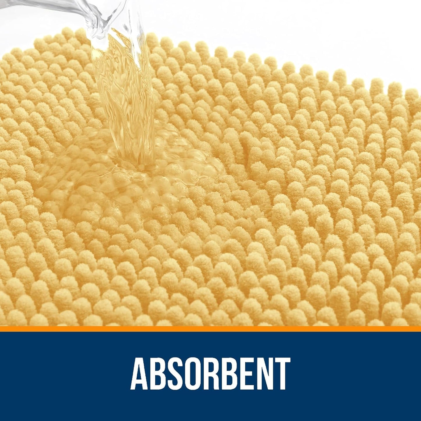 OLANLY Bathroom Rugs 70x24, Extra Soft Absorbent Chenille Bath Rugs, Rubber Backing Quick Dry, Machine Washable Bath Mats for Bathroom Floor, Tub and Shower, Home Decor Accessories, Yellow