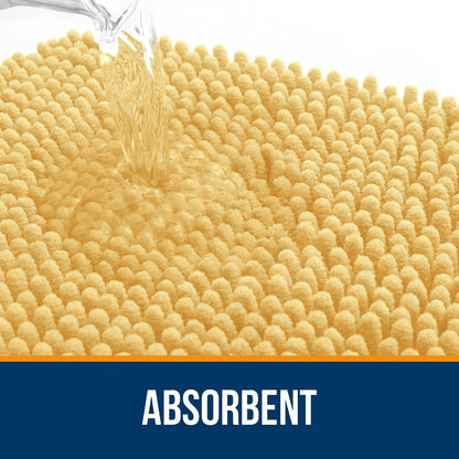 OLANLY Toilet Rugs U-Shaped 24x20, Extra Soft Absorbent Chenille Contour Bathroom Rugs for Toilet, Dry Quickly, Machine Washable, Non-Slip Bath Mat, Yellow