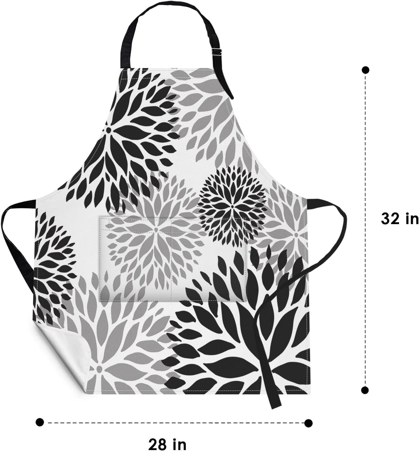 Britimes 2 Pack Aprons, Black Dahlia Flower Adjustable Bib Aprons with 2 Pockets for Women Men Couple Lovers Chef Kitchen Cooking Baking Gardening Home Sweet Apron 32x28 Inches