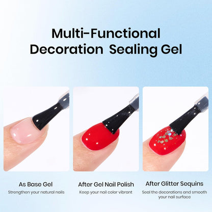 Beetles Chrome Top Coat Gel Nail Polish and Decoration Sealing Gel, 7.5ml*2PCS Chrome Nail Powder Shine Finish and Long Lasting, Soak Off LED U v Lamp Nail Art Design Diy at Home