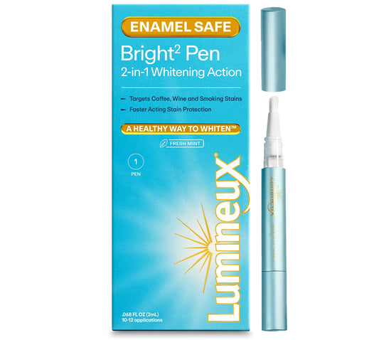 Lumineux 2-in-1 Whitening Pen (1 Pack) Enamel Safe and Clinically Proven to Whiten Without The Sensitivity - Removes Coffee, Tea, and Smoking Stains