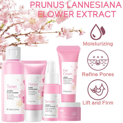 Korean Skin Care Set - Sakura Skin Care Sets & Kits - Women Gift Sets with Cleanser-Toner-Serum-Face Cream-Eye Cream - Skin Care Routine Kit for Women - Beauty Products Gift Box (SetB)