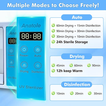 Anatole UV Light Nail Tool Cleaning Machine Dryer 10L Multifunctional Cleaner Box 160W Professional Manicure Tool Cleaning Cabinet with Stainless Steel Tray Rack for Beauty Salon Spa Barber Home 110V