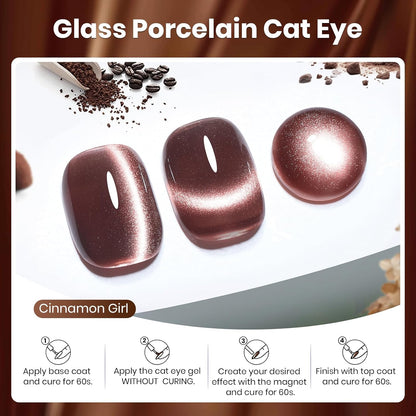 Beetles Brown Cat Eye Gel Nail Polish - Cinnamon Girl Cat Eye Gel Polish, 15ML Glitter Brown Magnetic Fall Gel Polish Jelly Sheer Translucent Effect Soak Off UV French Nail Art Manicure Gift for Women