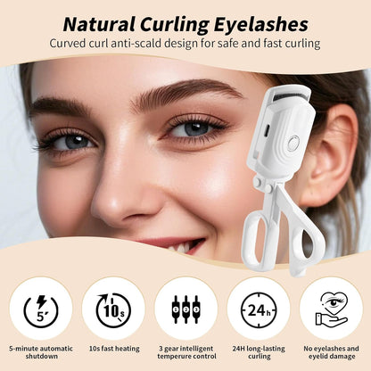 docolor Heated Eyelash Curler Fast Heat up Within 10s, 24 Hours Long Lasting Electric Eyelash Curler 3 Temperature Modes with USB Rechargeable Safe lash Curler Quick Natural Curling Eye Lashes