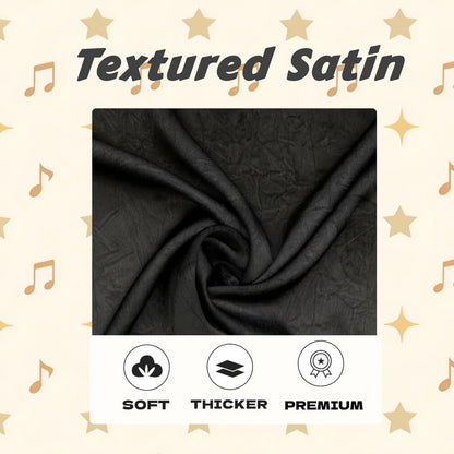 Serenade Textured Satin Heatless Curls Overnight, Heatless Hair Curler Curling Set for Women and Girls to Sleep in, with 2 Satin Scrunchies and 1 Clip for Overnight Curls, Black