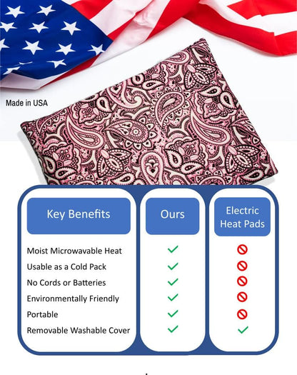 Microwavable Corn Filled Heating Pad and Cold Pack/Washable 100% Cotton Cover (Bandana - Pink, 7.5in W x 11in L)