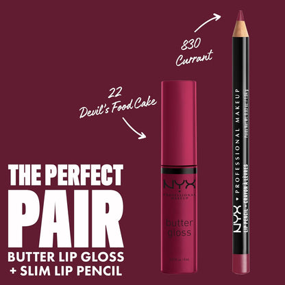 NYX PROFESSIONAL MAKEUP Butter Gloss, Non-Sticky Lip Gloss - Devil's Food Cake (Deep Plum)