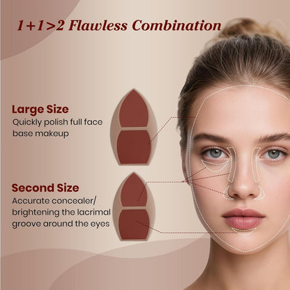 Honeycomb Film Makeup Sponge for Foundation, Reduces Liquid & Cream Waste, Soft and Latex Free, Skip the Pre-Wetting,Designed for Face & Foundation, 2PCS Beauty Makeup Blender Sponges