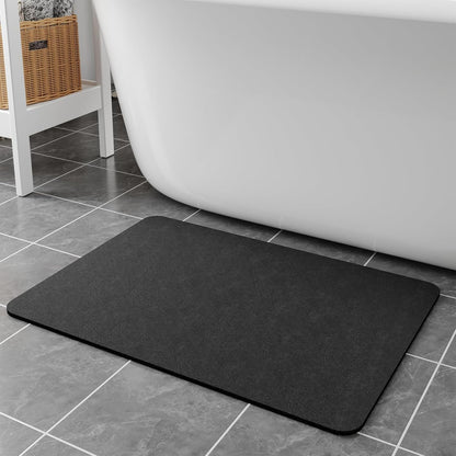Bath Mat Rugs 32x17 - Diatomaceous Earth Bath Mats Quick Dry Absorbing Bathroom Rugs Rubber Non Slip Thin Bathroom Mat Fit Under Door, Bath Mat for Bathroom Floor, Tub and Shower, Sink, Dark Grey