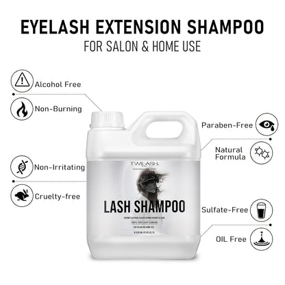 Lash Shampoo Bulk, Eyelash Cleanser for Extensions 2 Liters, Dispenser Pump, Non-irritating or Burning Eyelid Foaming Cleanser for Professional Salon and Home Use (Classic Charm-2L)