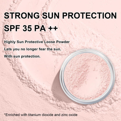 Mineral Setting Powder, SPF 35, Sunscreen Pink Face Loose Blurring FinishingPowder, Sheer Coverage, Weightless and Oil Control. Extend Base Makeup (#04 Pink Setting Makeup)