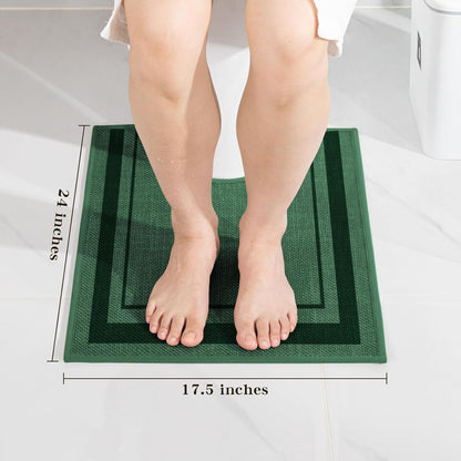 chakme Bathroom Rugs Mat U-Shaped 24x17, Ultra Thin Non Slip Bath Mat Small Quick Dry Absorbent Bath Mat for Bathroom Floor, (Dark Green, U-24"x17")